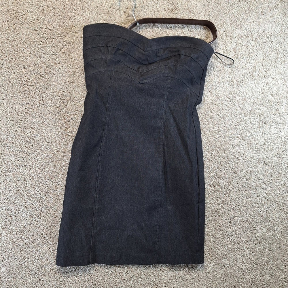 XXI Forever 21 Strapless Dress Womens M Charcoal Grey Bodycon Mini Night Out